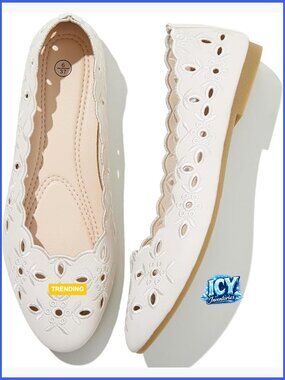 PU Leather Ballet Flats with Memory Foam Insole Slip On Round Toe